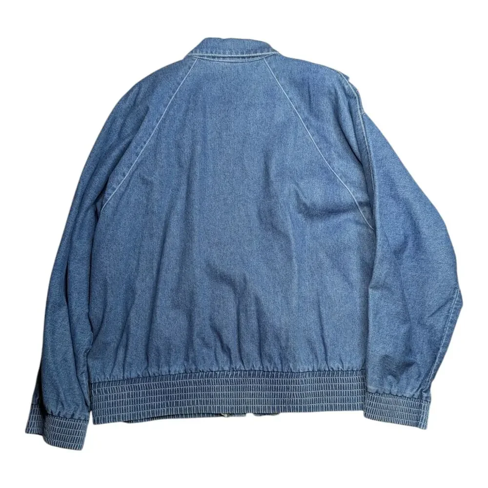 Vtg Y2K Gabby & Claudia Blue Denim Rhinestone Embellished Zip Up Jacket XL